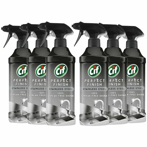 CIF Limpiador de acero inoxidable en espray, 6 x 435 ml