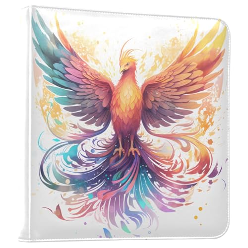 JIPONI Phoenix Flying Large Photo Album, DIY Leather Cover Scrapbook Albums for 4x6 5x7 6x8 Pictures, Self Adhesive Memory Book for Wedding, Baby, Family
