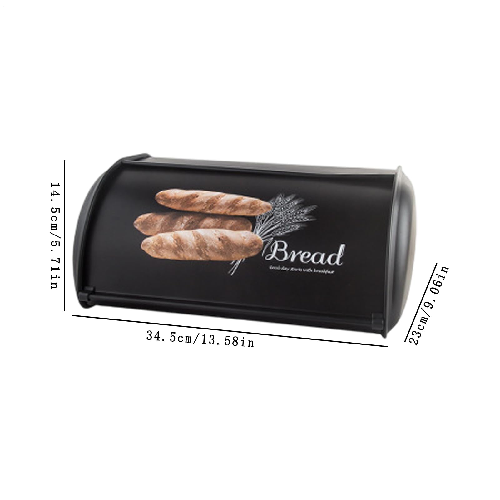 Contenitore per pane, contenitore per pane, 35 x 22 x 14 cm, organizer ermetico per la freschezza, contenitore per alimenti da cucina per toast, pasticcini, bagel, bianco e nero