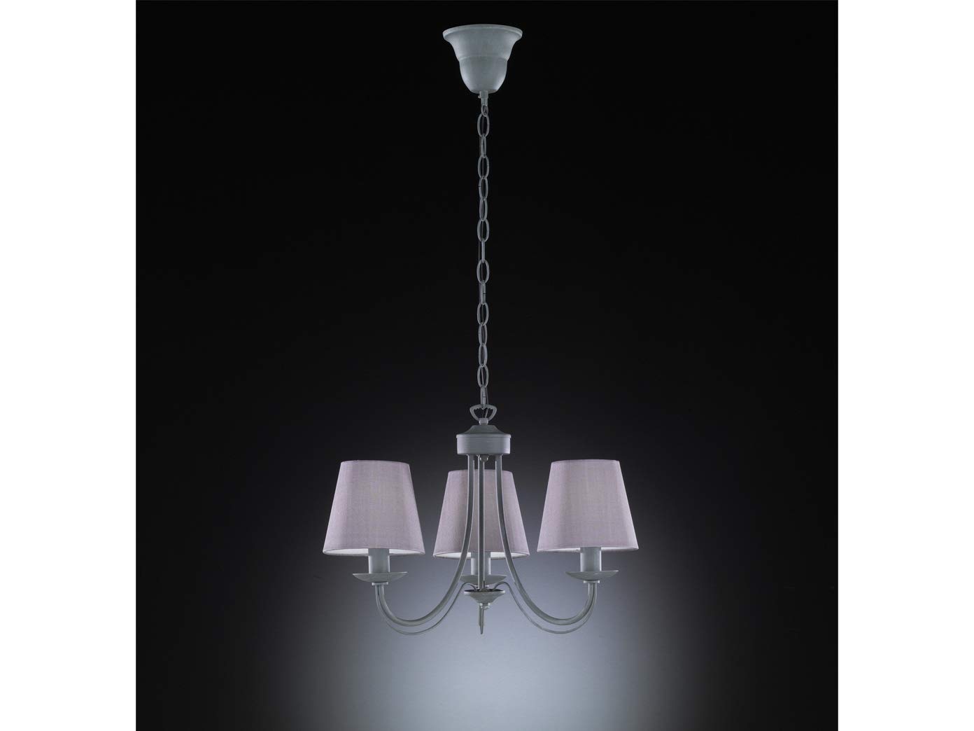 Trio Leuchten Kronleuchter 110600378 Cortez, Metall grau, Stoffschirm grau, exkl. 3 x E14, 47 x 47 x 150 cm