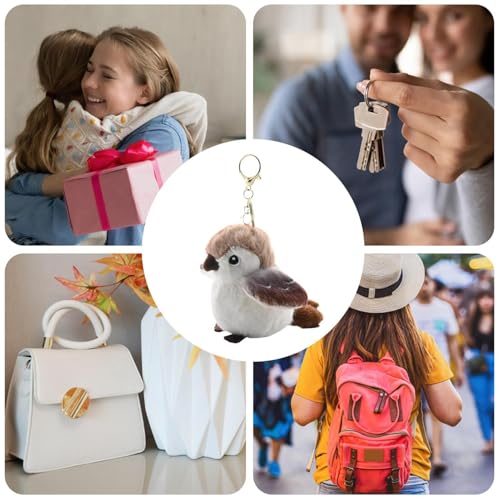 LearnLyrics Kuscheltier-Schlüsselanhänger, Süßes Vogelspielzeug - Realistischer Plüsch-Spatz-Schlüsselanhänger,Gefüllte Vogelspielzeuge, Tragbares Geldbörsenzubehör Für Schultaschen