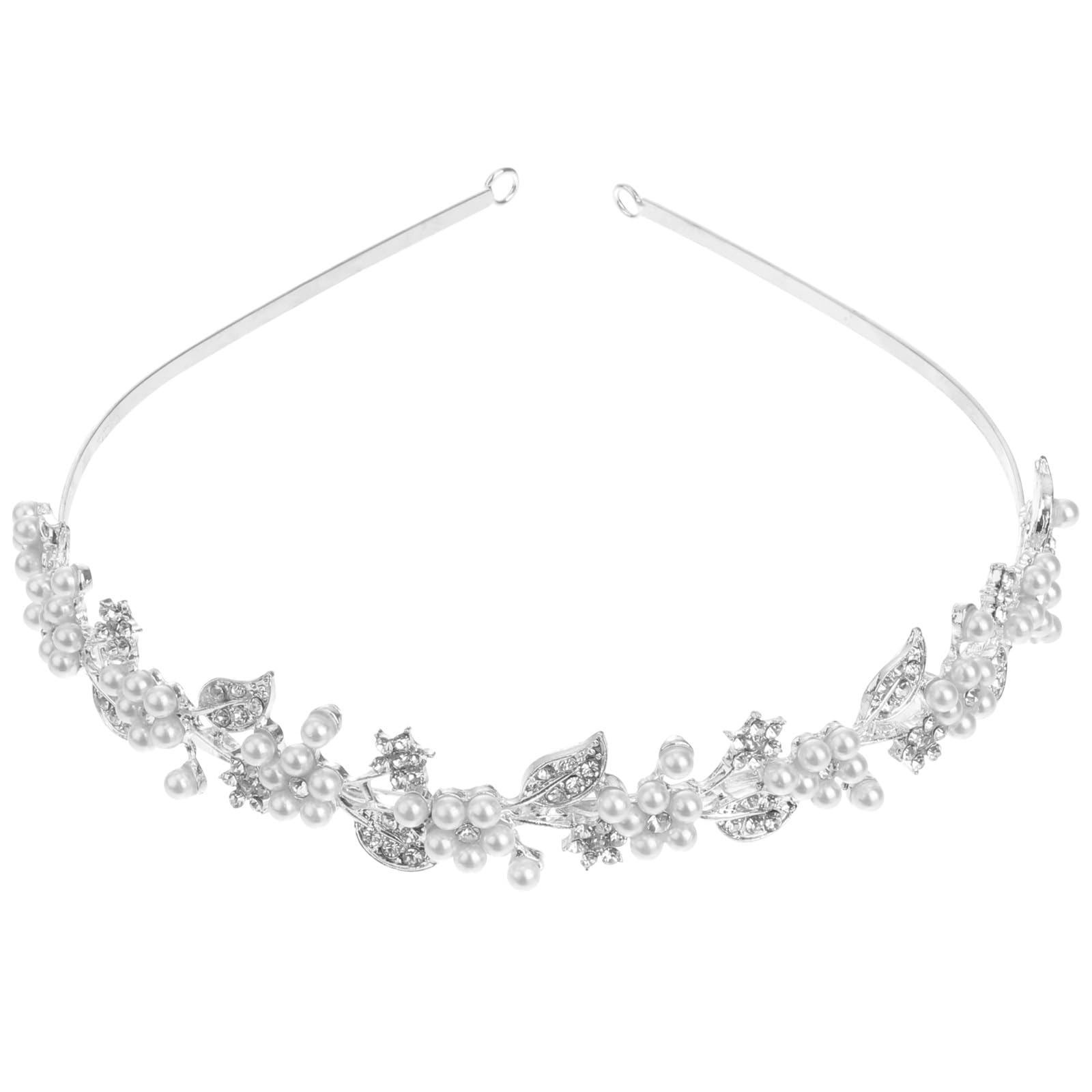 Brautschmuck Hochzeit Diadem Strass Perle Haarband Stirnband 1st (Silber)