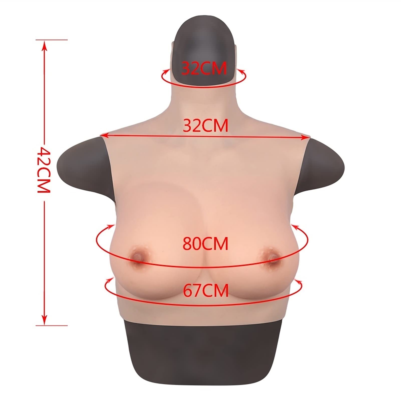 Faux Seins Silicone Mastectomie - Avec Bretelles Réglables - Pour Transformation, Jeu De Rôle, Reconstruction - Taille L Marron