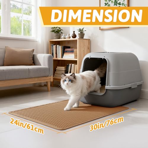 Image of Pieviev Cat Litter Mat Double Layer Waterproof Urine Proof Trapping Mat 1 Pack (30''X24'', Brown)