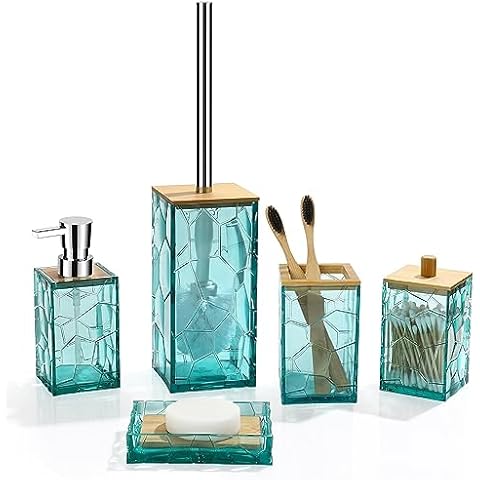 GAHEFY Teal Blue Beach Bathroom Accessories Set Cover