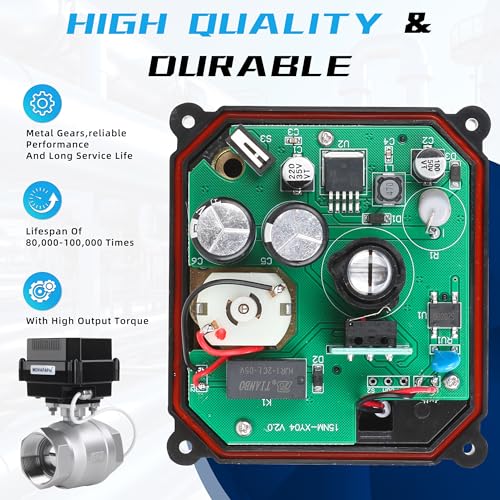 movafaFH 1-1/2" Motorized Ball Valve - 2 Wire Auto Return Electric Water Valve with Standard Port,9-24V AC/DC,Stainless Steel DN40 by movafaFH - Image 4
