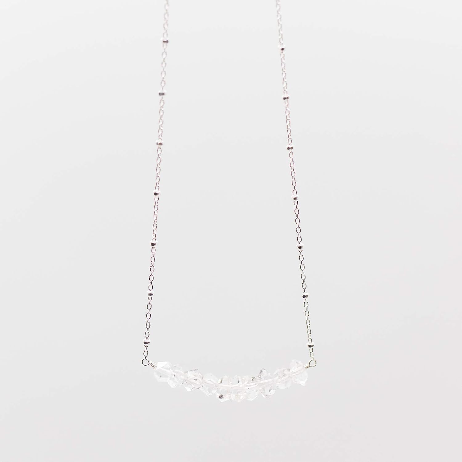 Designed By Stacey Handmade Herkimer Diamond Necklace, Bar Pendant 925 Sterling Silver Jewelry, Gifts for Women, Birthday, Anniversary, Wedding, Prom, Homecoming, 16 to 18" Adjustable Chain