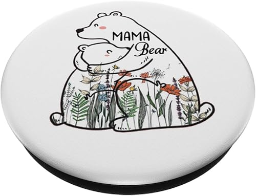 Miniatura 2 de Mama Bear Wildflower Vintage Retro PopSockets Standard PopGrip