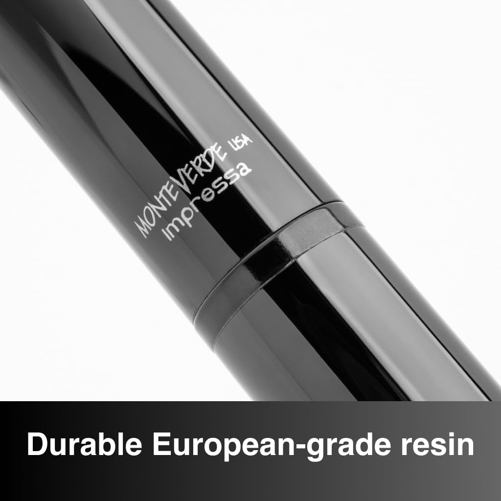Monteverde USA Impressa Ballpoint + Fountain Gift Set (Black) Fine Nib + Bottled Ink - Premium Pen for Men & Women – Perfect for Office, Business, School, Gifts, Journaling, Autographs
