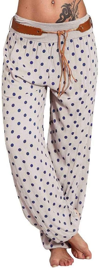 RISTHY Pantalones Anchos de Pierna Ancha Mujer Lunares Palazzo de Playa  Casual Baggy Pantalones Harem Pantalones Fluidos Sueltos Mujeres  Ocasionales Verano Pantalones Vacaciones: Amazon.es: Ropa
