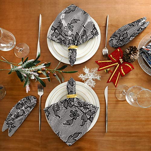 ENEVOTX Lace Print Satin Cloth Napkins #TOP22