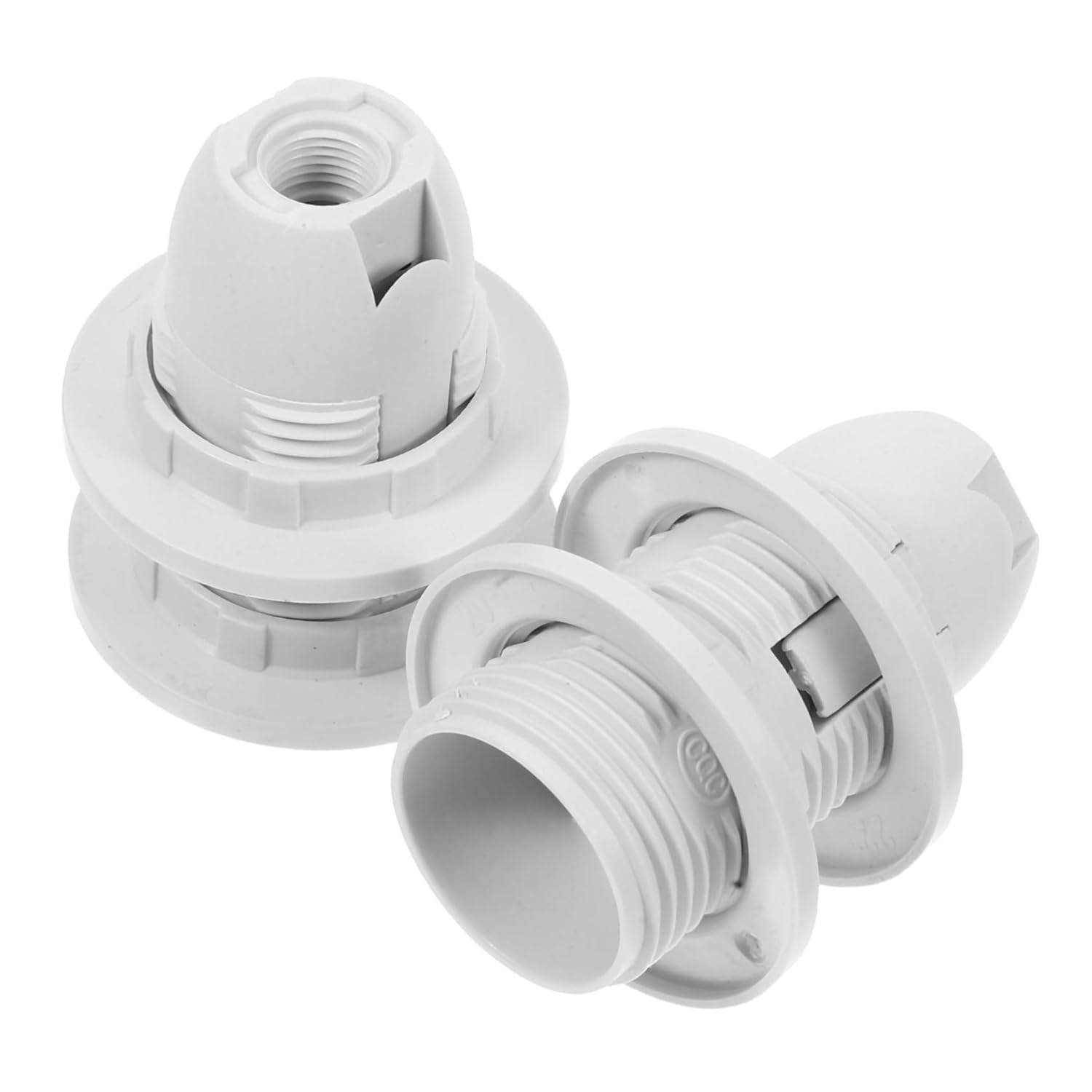 LIFKOME Pack of 2 White Plastic Full Thread Bulb Sockets for Table Lamp and Chandelier Replacement Replacement