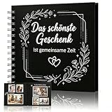 Fotoalbum Klein,Scrapbook DIY - Geburtstagsgeschenk,Muttertag,Ostern,Valentinstag Weihnachten Jahrestag Hochzeitstag Valentinstag und Hochzeit Geschenk Schwarz Fotoalbum zum Selbstgestalten