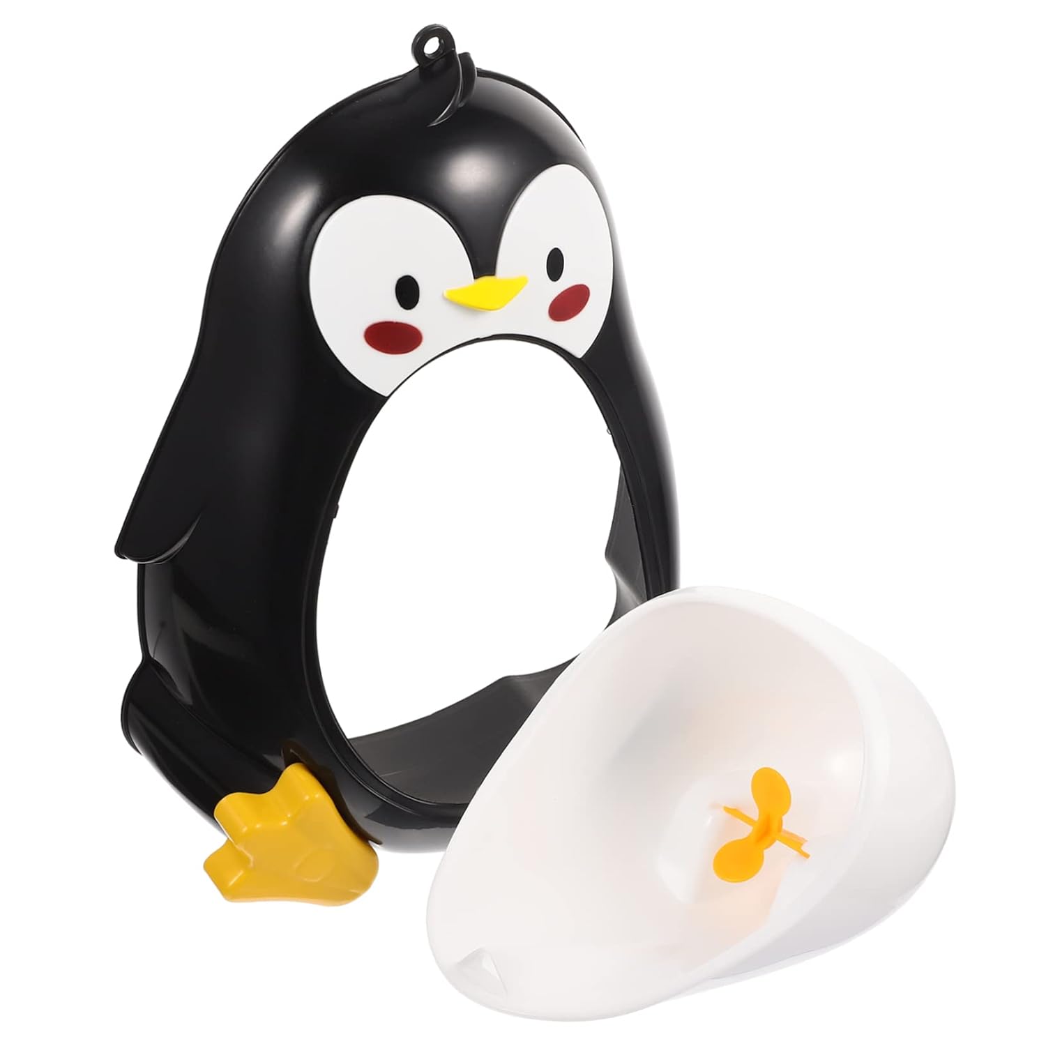 Penguin Urinal Potty Wall Mounted Urine Trainer for Home Bathroom Removable Design with Rotating Water Wheel Engaging Cartoon Shape for Boys Potty Training