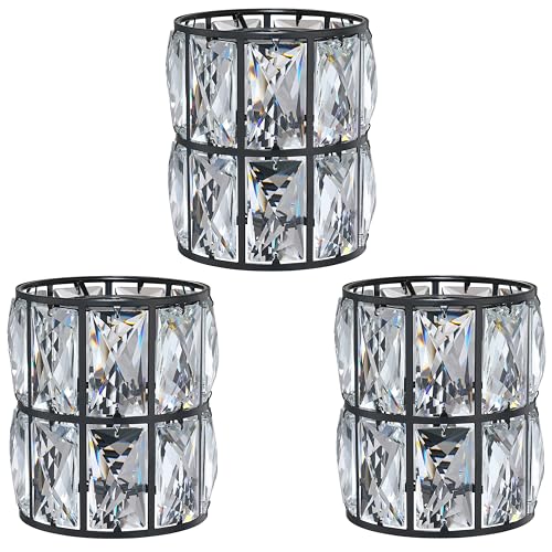 Image of 3 Pack Crystal Chandelier Black Lampshade H5*4.7 inch Wall Sconces Pendant Light