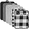 R HORSE 6Pcs Pot Holder with Pocket Black Check Pocket Pot Holder Set Cotton Plaid Kitchen Heat Resistant Potholder Non Slip Potholder Oven Mitts Hot Pads Terry Cloth Pot Holders for Cooking Baking