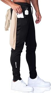 Born Tough Mens Workout Joggers Pants, Tapered Bodybuilding Gym Joggers, Athletic Running Sweatpants with Zipper Pockets
