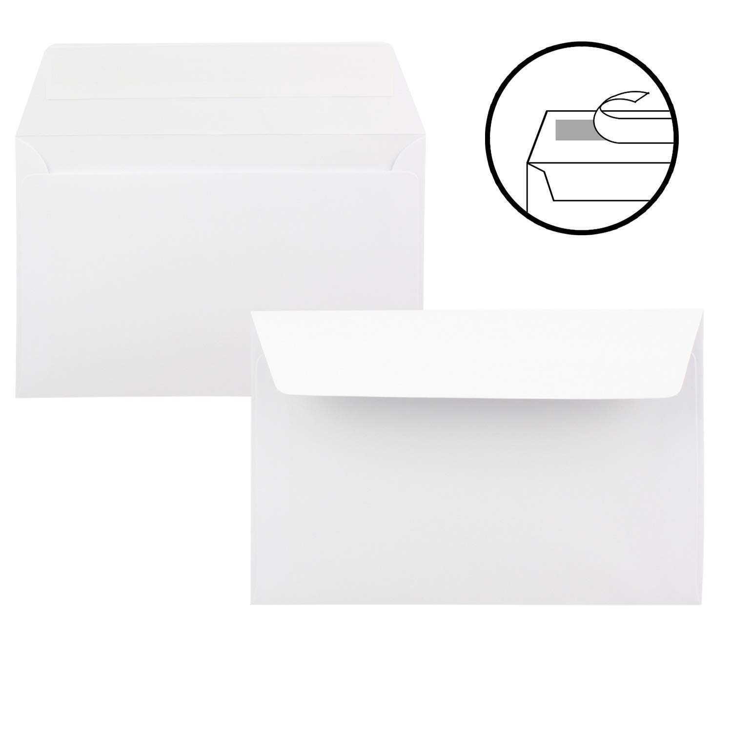 200x Kartenpaket DIN B6 Faltkarten Hochweiß/Kristallweiß - 11,5 x 17 cm - Umschlägen Weiss - Haftklebung - Einlegeblätter Weiss - NEUSER PAPIER