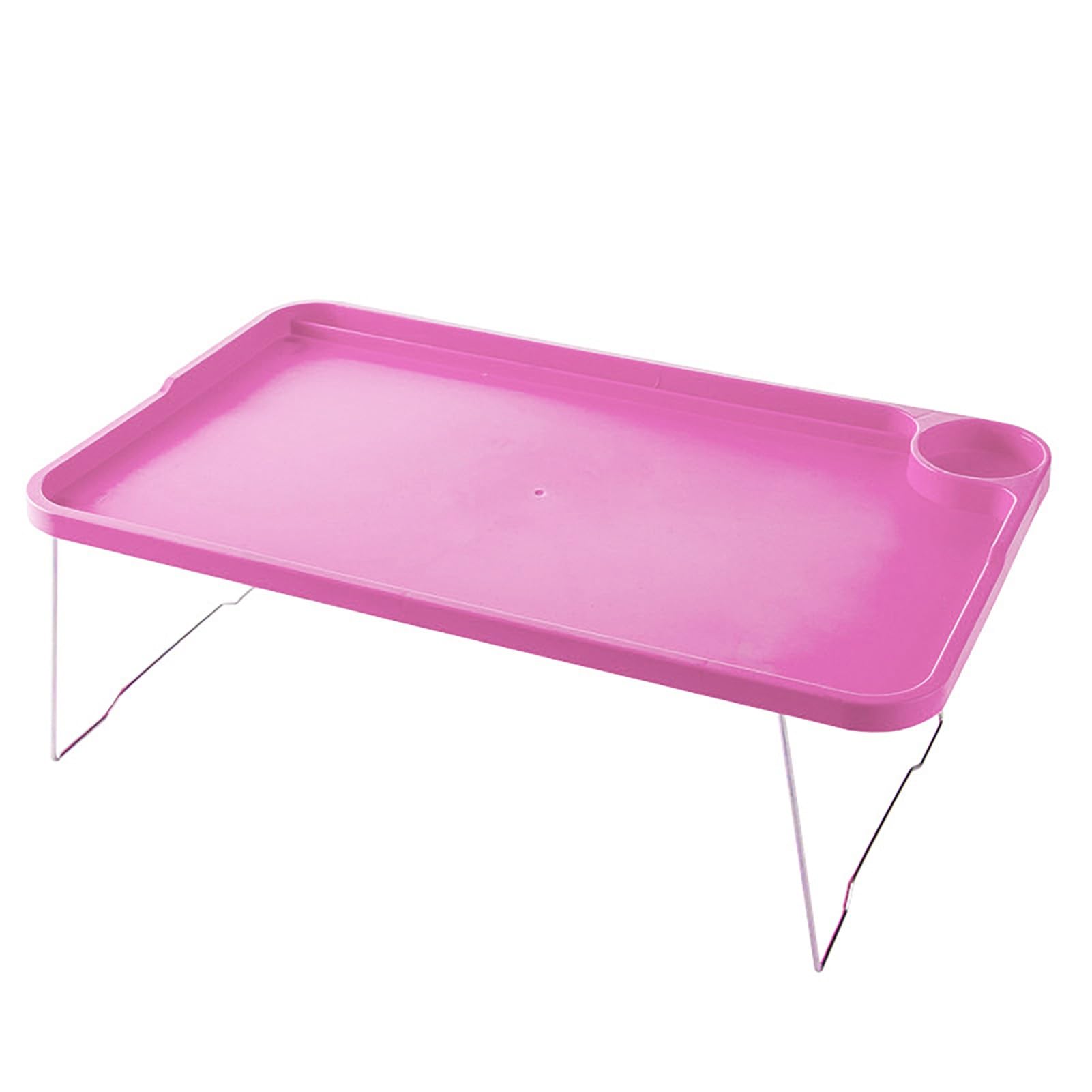 ulafbwur Laptop Bed Table Folding Laptop Table with Non-slip Legs Portable Collapsible Bed Table with Cup Holder for Students Pink