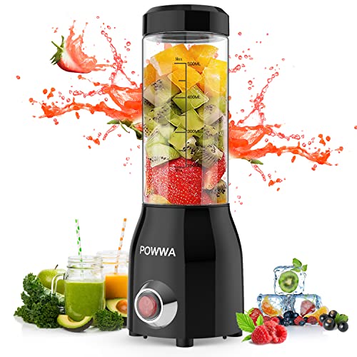 Personal Blenders, POWWA Upgraded Ultra-Sharp Blender for Shakes and Smoothies, BPA-Free 500ML Mini Juice Mixer with 4 3D Stainless Steel Blades, IPX5 Waterproof One-Button Operation Small Juicer