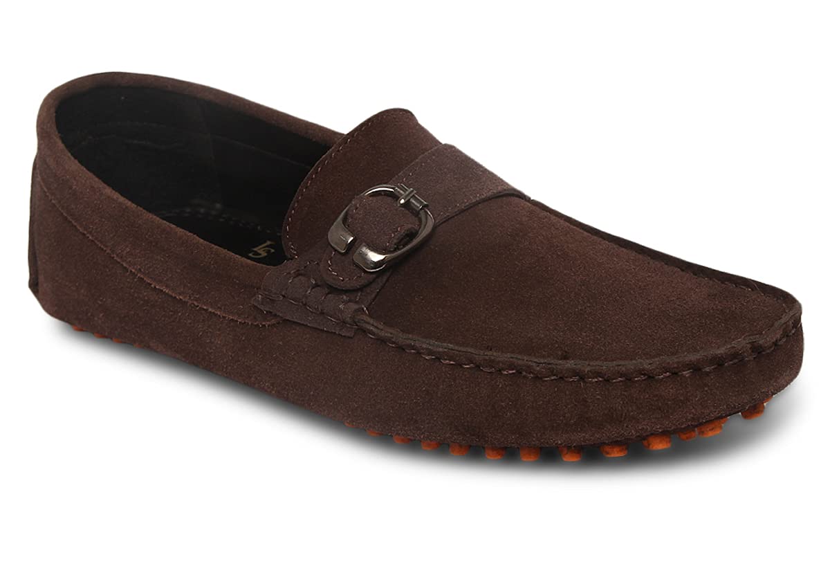 LOUIS STITCH Brunette Brown Loafers for Men Italian Suede Leather Casuals Style Sole Side Buckle Penny Loafer Shoes 9 UK (B095KXCB5G) Amazon Price History, Amazon Price Tracker