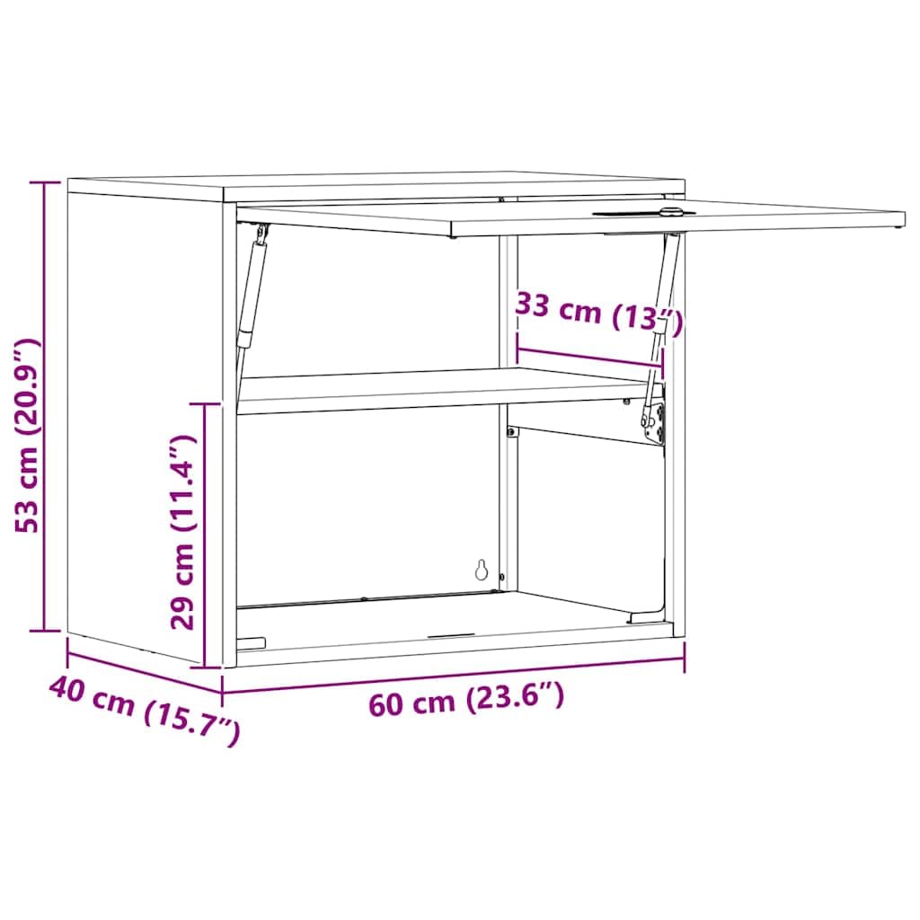vidaXL Armadio a muro per garage Nero 60 x 40 x 53 cm, Soggiorno, mobili moderni per riporre, armadio funzionale, attaccato al muro, risparmio di spazio, organizzazione casa