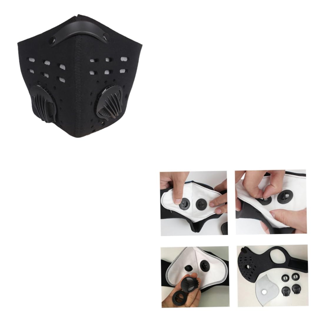 Masque facial pour la poussière, masque à charbon actif anti-allergènes de pollen PM2, 5 pour la course à pied et le cyclisme