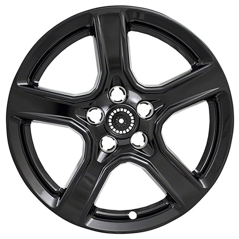 OxGord 18 inch Wheel Skins Compatible with 2016-2024 Chevy Camaro LT - Impostor Wheel Covers for Alloy Rims, Gloss Black - Auto Tire Replacement Cap Cover