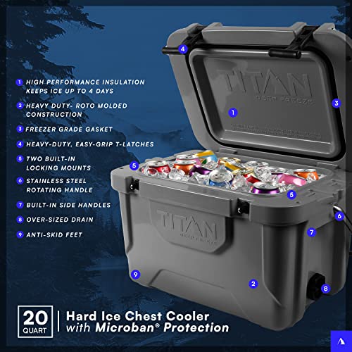 Arctic Zone Titan Deep Freeze 20Q Premium Ice Chest Roto Cooler With Microban Antimicrobial Protection, Gray #TOP3
