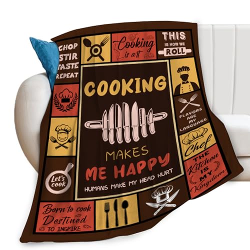Quorant Chef Throw Blanket Cooking Baking Blankets Cook Culinary Gifts for Stuff Decor Soft Cozy Fleece Plush Lightweight Flannel for Lover Men Women 40