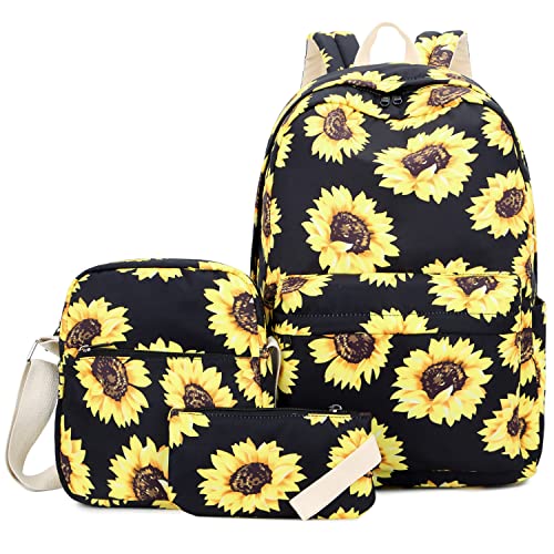Flymei Sunflower Backpack For Girls, Cute Backpack For Women, Lightweight 15.6'' School Backpack With Crossbody Purse & Pencil Bag, Floral Backpack For Women, Sunflower Bookbags For Teen Girls #TOP23
