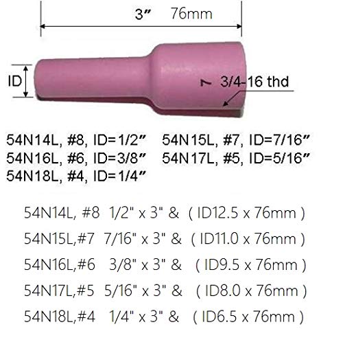 Image of RIVERWELD TIG Gas Lens Alumina Nozzles 54N15L #7L 7 /16 inch 11.0mm 10pcs