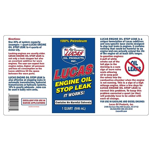 image for Lucas Oil 10278 Engine Oil Stop Leak - 1 Quart, 1 Quart (32 Ounces)