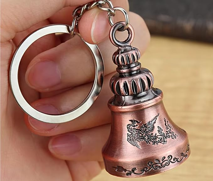 Image of Techpro Guardian Bell KeyChain Tibetan Key Chain Good Luck Key Chain For Bike Etc (1 Pc) (Oxidized Copper)