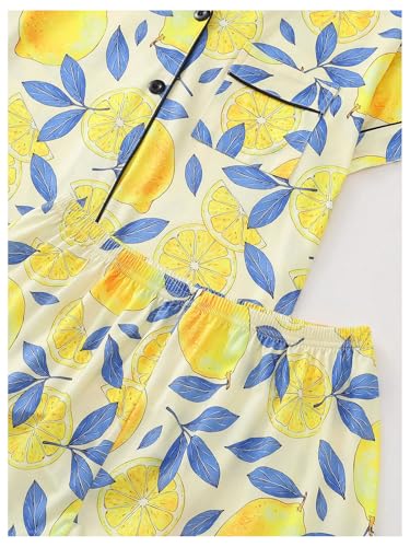 Verdusa Women's 2 Piece Sleepwear Button Down Pajama Sets Short Sleeve Shirt and Shorts4