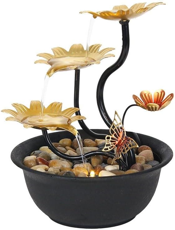 卓上滝噴水 金属ソフト装飾卓上噴水家の玄関卓上鉄循環水ラウンド噴水盆栽 屋内噴水