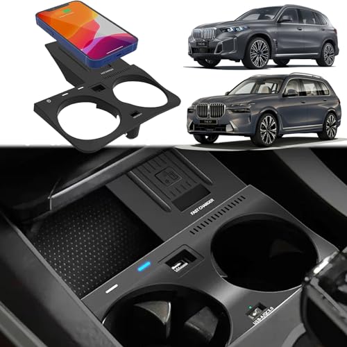 Wireless Car Charger Compatible with BMW X5 X6 X5M X6M X7 2020-2023 F85/F86 Center Console Accessory Panel, 15W Qi Fast Charging with USB QC3.0 Ports