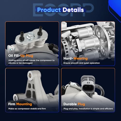 Image of ECCPP AC Compressor with Clutch for Chevrolet Impala V6 3.6L 2012-2013 | 2012 for Chevrolet Equinox for GMC Terrain 3.0L 2013-2015 for Chevrolet Equinox for GMC Terrain 3.6L AC Compressor