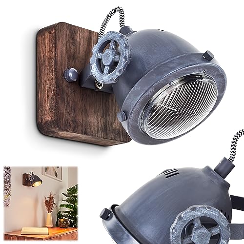 Wandleuchte Herford, 1-flammige Zimmerlampe in Metall und Holz in Braun und Grau mit Glasschirm, Spot ist dreh- und schwenkbar, 1 x GU10, ohne Leuchtmittel Wandleuchte Herford, 1-flammige Zimmerlampe in Metall und Holz in Braun und Grau mit Glasschirm, Spot ist dreh- und schwenkbar, 1 x GU10, ohne Leuchtmittel