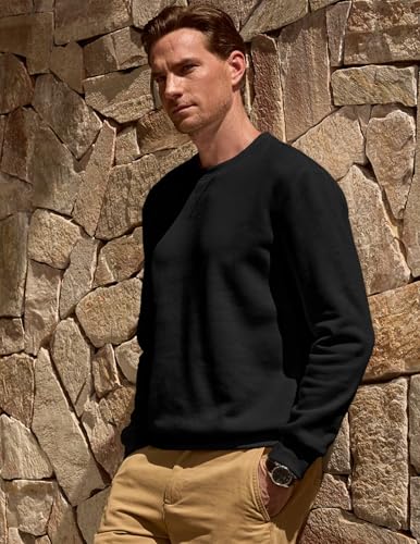 Men's Crewneck Sweatshirts Soild Color Fall Warm Fleece Sweaters Long Sleeve Casual Pullover Shirt4