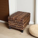 BIRDROCK HOME Woven Seagrass Storage Ottoman Cube with Lift Lid, Brown, 22” - Image 5