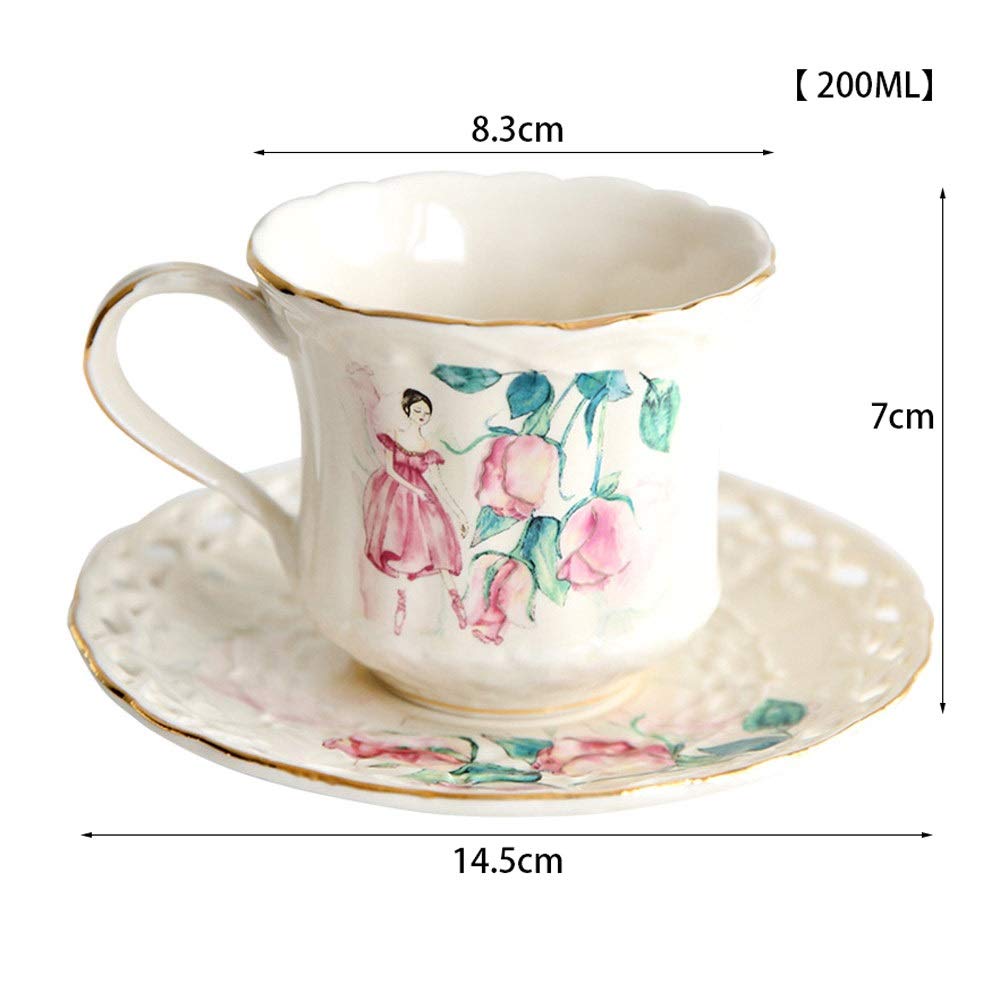 Ceramiczny zestaw filiżanek i spodków do kawy wielokrotnego użytku o pojemności 200 ml, 6,76 uncji Śliczne popołudniowe filiżanki do espresso Kubki na mleko Kubki na koktajle z uchwytem Napoje