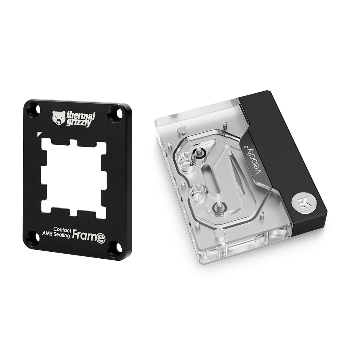 EKWB EK-Quantum Velocity 2 CPU Water Block and Thermal Grizzly AM5 Contact Sealing Frame Bundle, Nickel + Plexi