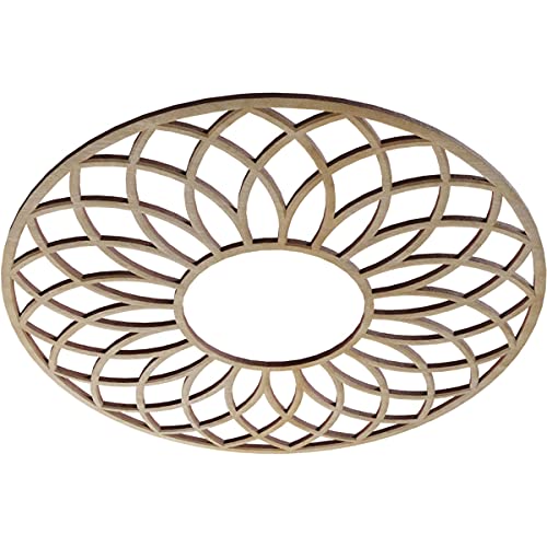 Image of Ekena Millwork 18 inchOD x 6 1 /8 inchID x 1 /4 inchT Cannes Wood Fretwork Pierced Ceiling Medallion, Hickory