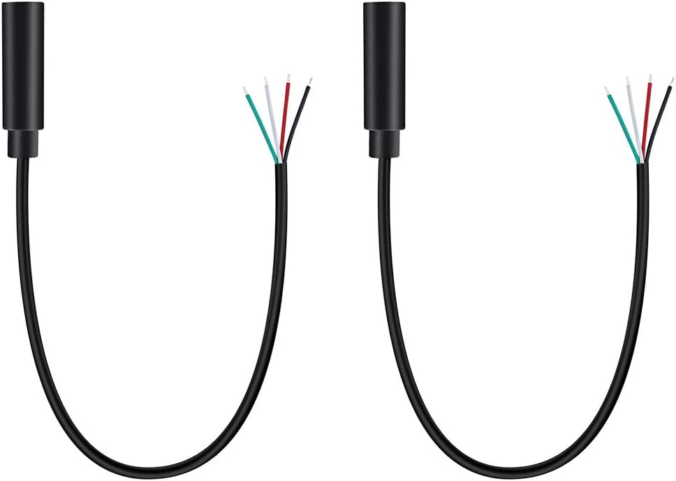 Fancasee 2-Pack 3.5mm 1/8" to Speaker Wire TRRS Stereo Female Jack to Bare Wire Pigtail 3.5mm Plug Connector Adapter Repair Audio Cable for Microphone Headphone Headset Earphone Speaker