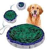 AMFUN Schnüffelteppich Hund, Schnüffelmatte zur Förderung, Welpen-Trainingsmatte für langsames Füttern, Rutschfest, Waschbar, Filz-Material, Lernspielzeug für kleine und große Hunde - Grün, 48 × 48 cm