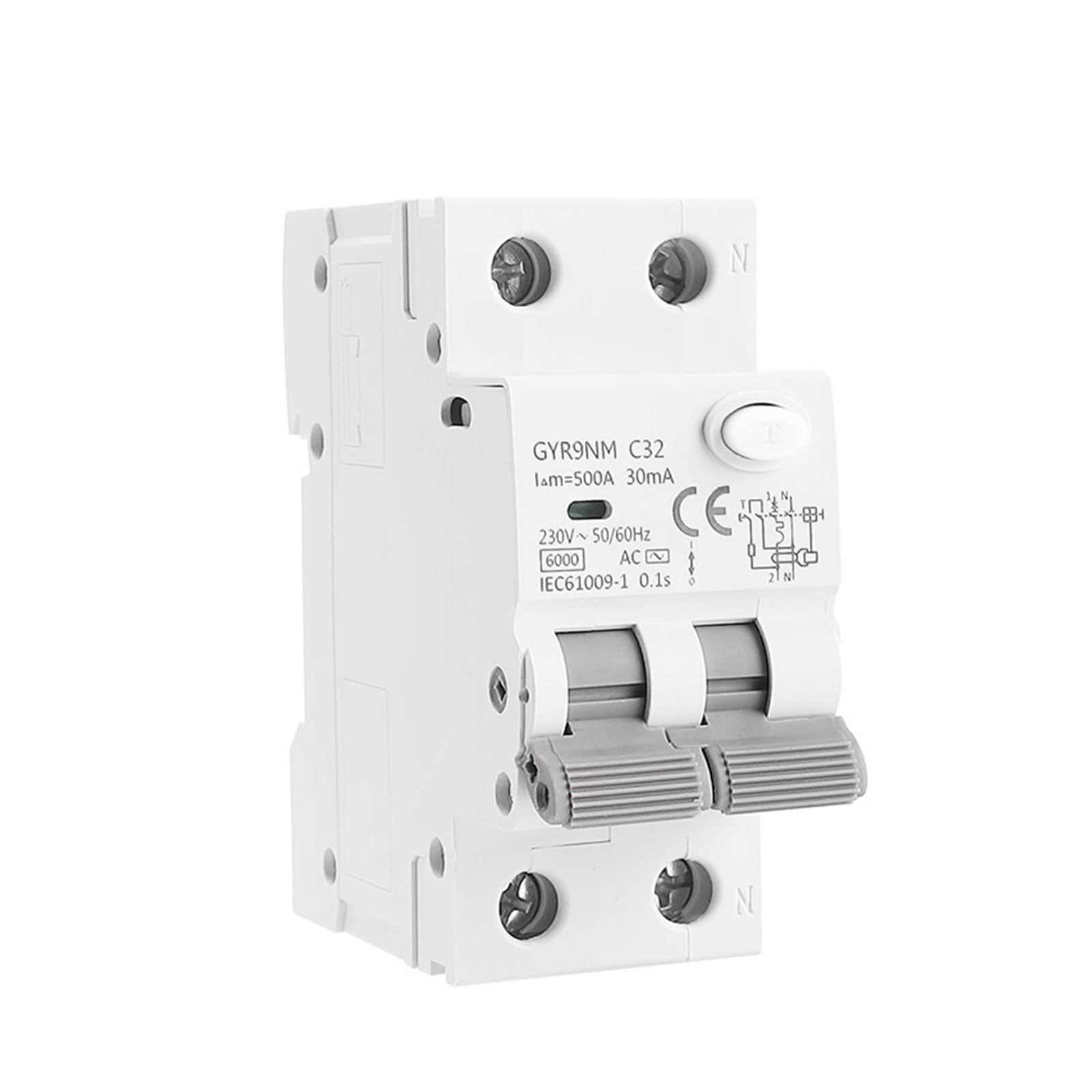 SFJSFIMQ GYR9NM 230V 2P 4P Leakage Circuit Breaker with overcurrent and Short Circuit Leakage Protection MCB Din Rail Max 40A(4P 32A,30mA)