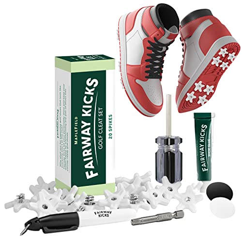 Fairway Kicks - Diy Golf Spikes - Golf Traction Kit For Sneakers - Great Gifting For Golfers And Athletes - Anti-Skid Spikes - Easy Replacement Golf Studs - 20 Pieces (White) #TOP16