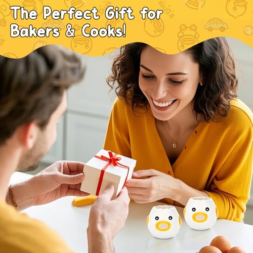 Cute Kitchen Gadgets【2 PCS】Egg Separator for Raw Eggs - Ceramic Egg White/Yolk Separator Tool, Baking Gifts for Women, Lovely Chicken Baking Supplies, Stuff, Accessories.
