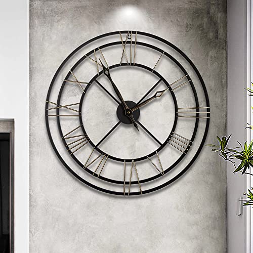 Leike 24 Inch Black Wall Clock For Living Room Decor - Oversized Nearly Silent Modern Large Wall Clocks Battery Operated Classic Metal Wall Clocks For Office, Kitchen, Bedroom, School, Home Wall Decor #TOP6